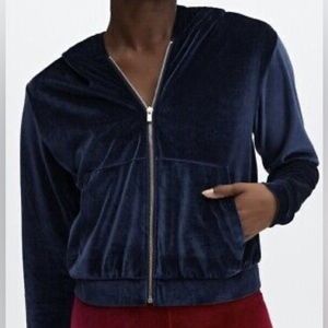 Fabletics Size XS Donna Navy Blue Velvet Zip Up Hoodie Jacket
